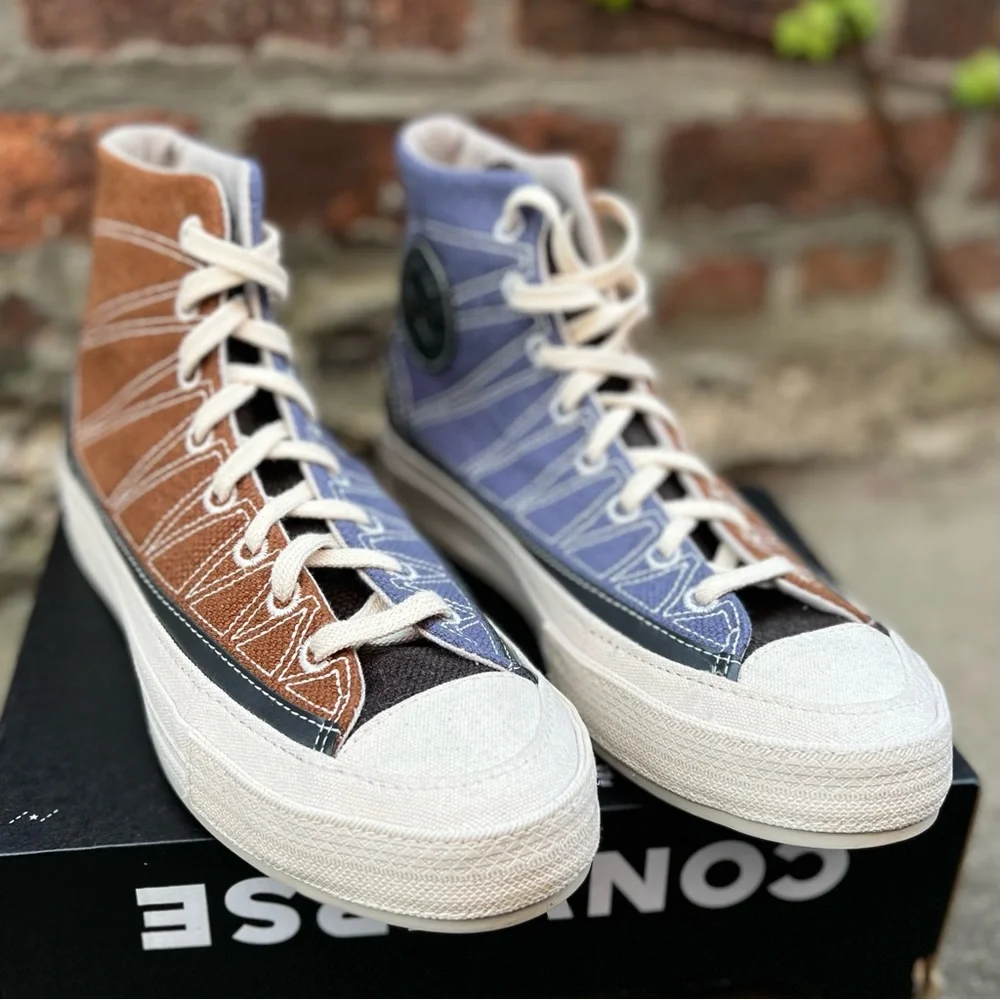 Converse Chuck Taylor All Star 70 Hi Blue Brown Cozy Granola Shoe Womens 9 NEW - Picture 3 of 7